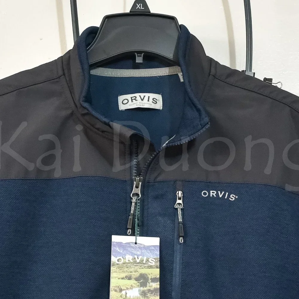Orvis men bonded mesh full-zip Jacket BLUE - Picture 1 of 12